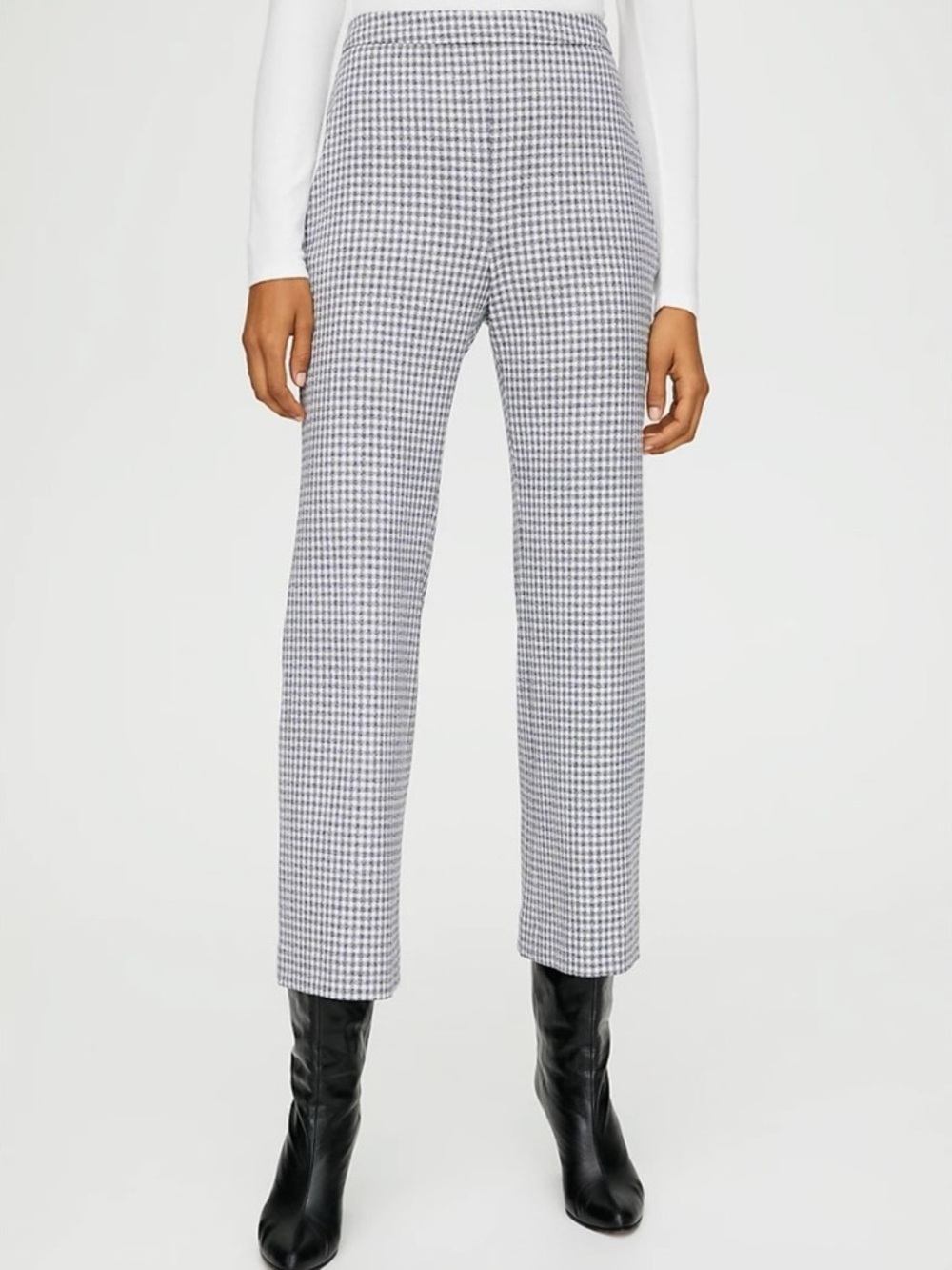 Aritzia Wilfred Genny kick flare crop pant 8 gingham timeless old money fall